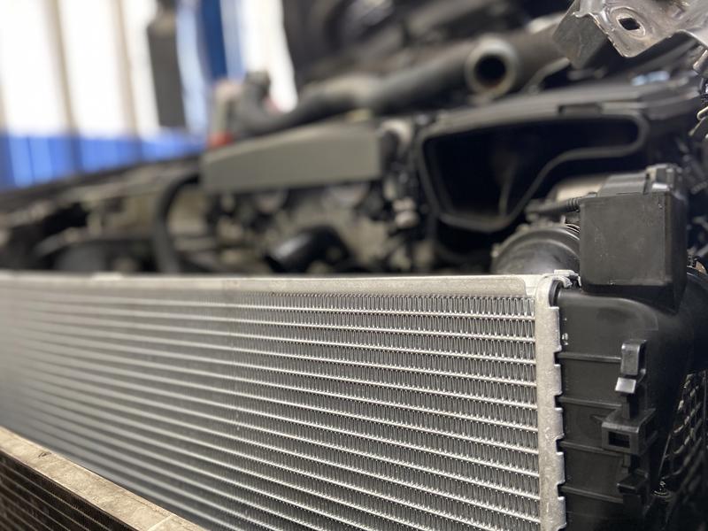 Close up of radiator in a Mercedes